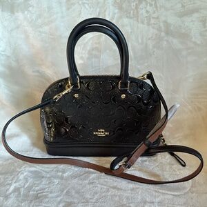 NWT!RARE! Coach Mini SIERRA Satchel Handbag Debossed Patent Leather Black F27597